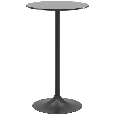 HOMCOM Mesa Alta de Bar Redonda Mesa de Cocina Moderna con Encimera Laminada y Marco de Acero para 2 Personas Ø60x102 cm Negro