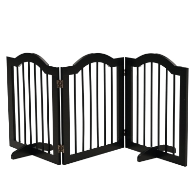 PawHut Wooden Pet Gate Foldable Safety Barrier Black