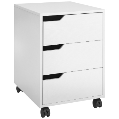 HOMCOM Mobile File Cabinet White 3 Drawer with Wheels
