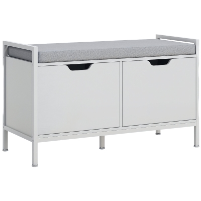 HOMCOM Panca Scarpiera 2 Armadietti con Cuscino 84x35x50cm Bianco