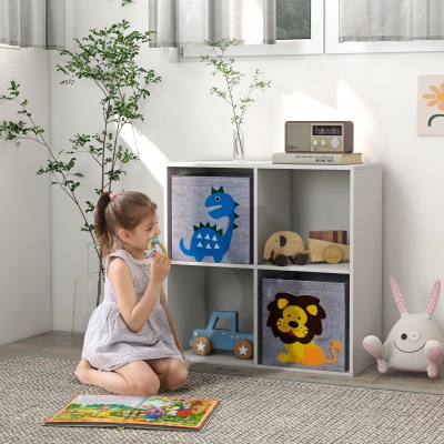 ZONEKIZ Estante de Almacenamiento para Niños Cubos Cajones MDF Protección Antivuelco Blanco