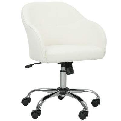 HOMCOM Velvet Swivel Office Chair - Cream