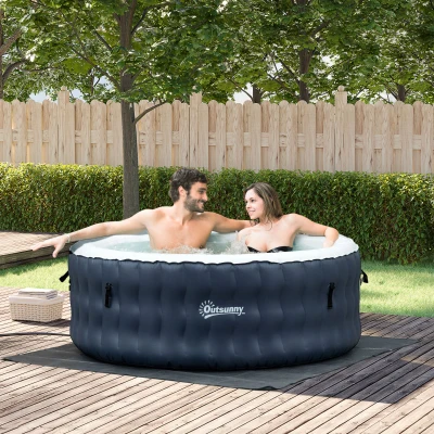 Outsunny Piscina idromassaggio gonfiabile 195cm x 195cm x 68cm Blu