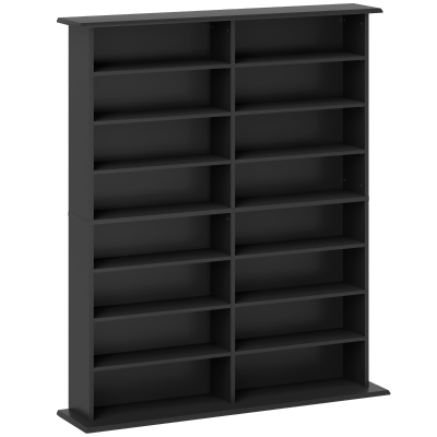 Mobilier Bibliotecă cu 16 Rafturi pentru 720 CD-uri din Lemn 106.5x24x126.3 cm Negru