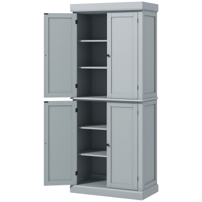 HOMCOM Armoire Cuisine Moderne 76x40,5x184cm Gris avec Placards