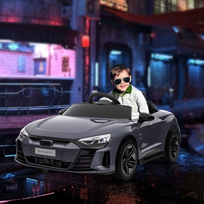 HOMCOM Coche Eléctrico para Niños de +3 Años AUDI RS e-tron GT Coche de Batería con Mando a Distancia 103x58x41 cm Gris