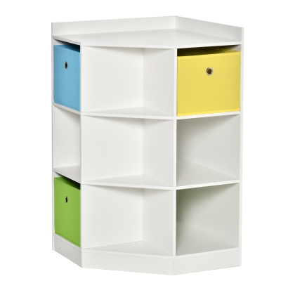 HOMCOM Opbergrek voor Kinderen, 3 Vliesladen, MDF, Kipveilig, Wit