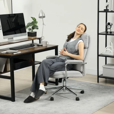 HOMCOM Poltrona da ufficio 62x73x113cm Grigio Chiaro