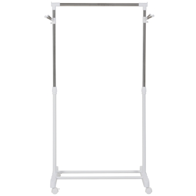 HOMCOM Rollende garderobestander, hoogteverstelbaar, met onderste plank, 4 wielen, Wit