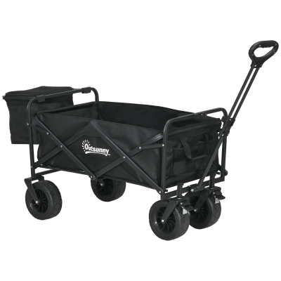 Outsunny Carrinho de Transporte Dobrável com Bolsa Térmica Removível Capacidade 100 kg para Campismo Praia 113x57x77-100 cm Preto