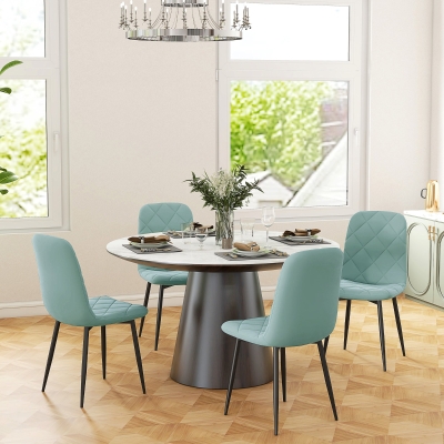 HOMCOM Juego de 4 sillas de comedor acolchadas con respaldo alto patas de acero y tela de terciopelo Verde