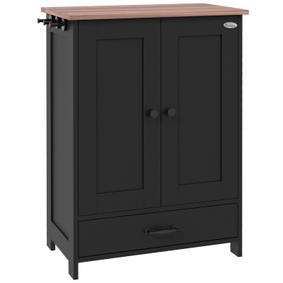 PawHut Pet Feeding Station with Storage Cabinet Black