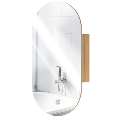 HOMCOM Armoire Murale Moderne avec Miroir Ovale Noir 45x90 cm