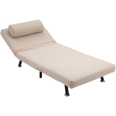 HOMCOM Chauffeuse Convertible 1 Place Beige 3 en 1 Dossier Réglable
