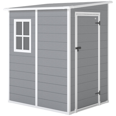 Outsunny Garden Storage Shed Lockable Grey 4'x5'