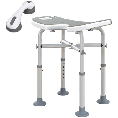 HOMCOM Tabouret de Douche Ajustable 39-51,5 cm Gris