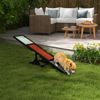 PawHut Bascule Agility Chien Bois Antidérapant Gris Noir