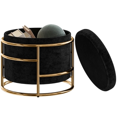 HOMCOM Pouf 42cm x 42cm x 39cm Nero