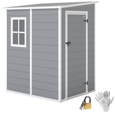 Outsunny Casetta da Giardino con Finestra e Doppia Porta, in Alluminio e PP, 122x149x192 cm, Grigio