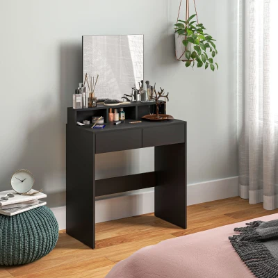 HOMCOM Dressing Table with Mirror Multi-Storage Black