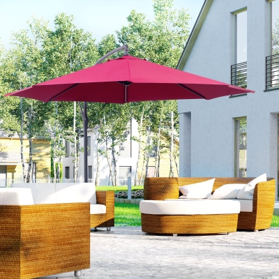 Outsunny Sombrilla Inclinable de Jardín o Patio - Verde Oscuro - Acero y Tela de Poliéster 180g/metro cuadrado - 3x2,6 m
