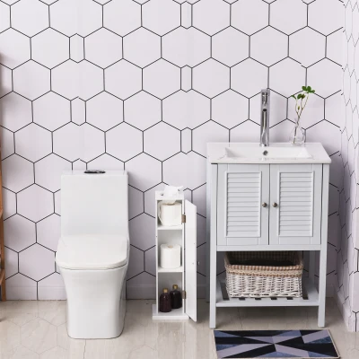 HOMCOM Mobile da Bagno 19.5x19.5x65 cm Bianco