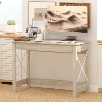 HOMCOM Scrivania 105x50x76 cm Legno Naturale