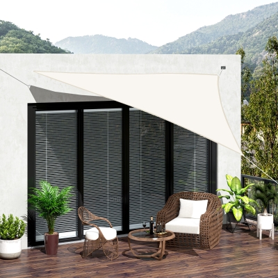 Outsunny Toldo Vela Triangular 6x6x6 m Vela de Sombra para Jardín Patio Terraza Poliéster Anti UV Color Crema