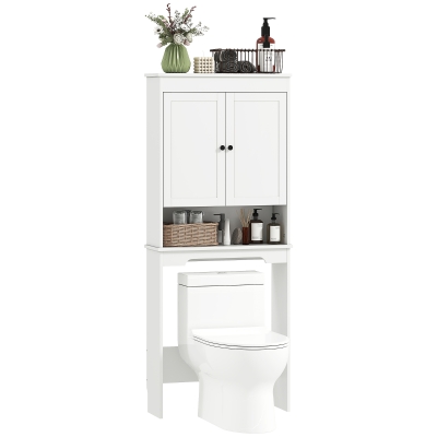 HOMCOM Mobile sopra WC con 3 Mensole Chiuse Ripiano Aperto Bianco