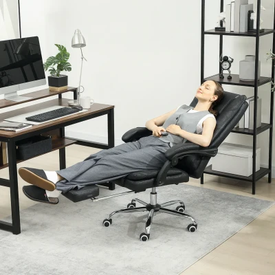 Vinsetto Chaise de Bureau Massage Réglable avec Repose-Pieds Noir