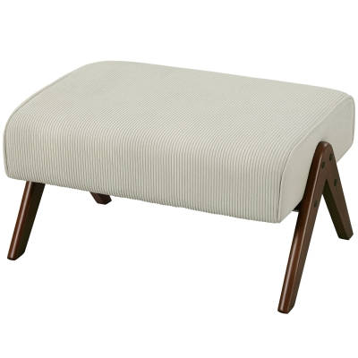 HOMCOM Tabouret Bas Salon Rembourré Bois Beige 69x47x36 cm