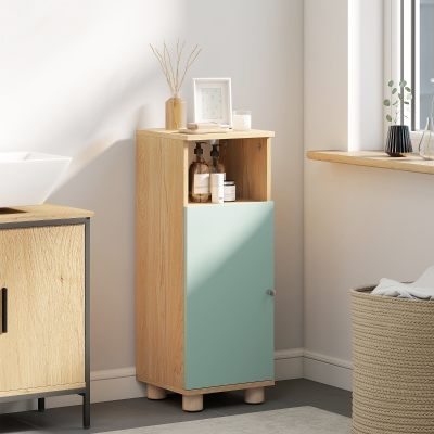 HOMCOM Meuble Salle de Bain Vert 30x30x80cm avec Placard