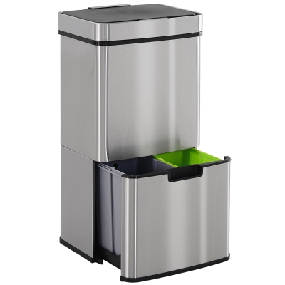 HOMCOM Pattumiera Automatica a 3 Spazi con Sensore Infrarossi ABS