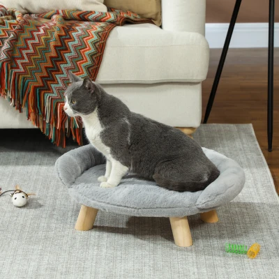 PawHut Divanetto per Cani e Gatti Sfoderabile in Peluche Grigio