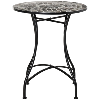 OUTSUNNY Garden Side Accent Table Coffee End Table Ceramic Tile Mosaic Design for Outdoor Indoor Patio Balcony Ф60 x 71cm