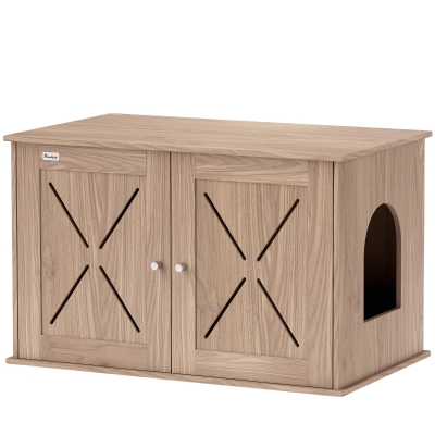 Litter Box Enclosure 80W x 48D x 50.5Hcm Walnut brown