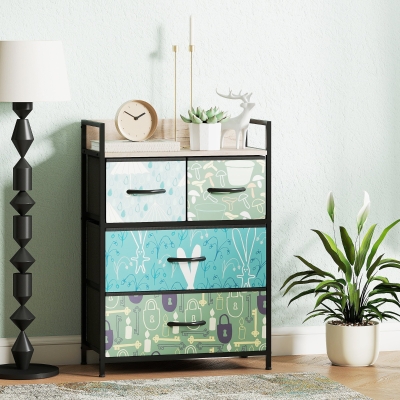 HOMCOM 4-Drawer Chest Blue