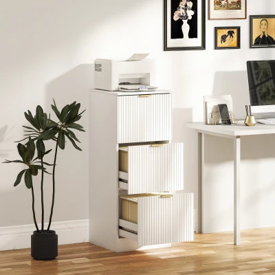 HOMCOM Cassettiera da Ufficio 40x40x101 cm Bianco