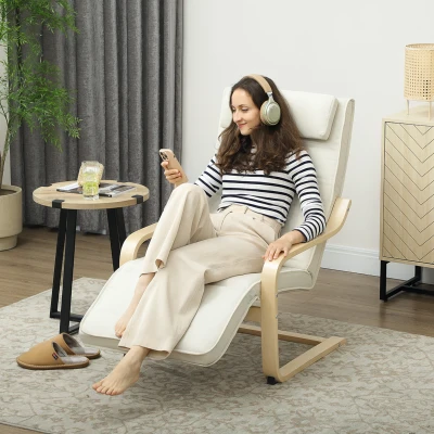 HOMCOM Poltrona Relax Riscaldante con Poggiapiedi Crema e Legno
