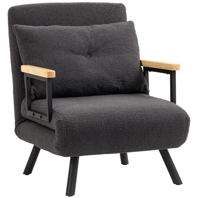 HOMCOM Divano Letto Singolo 63x73x81 cm Grigio Scuro
