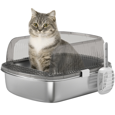 PawHut Lettiera per Gatti 53x42x27 cm Grigio Carbone