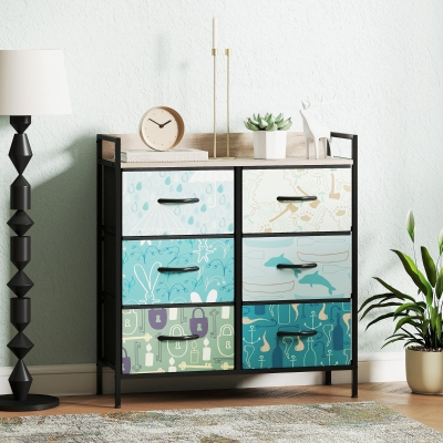 HOMCOM 6-Drawer Chest Blue
