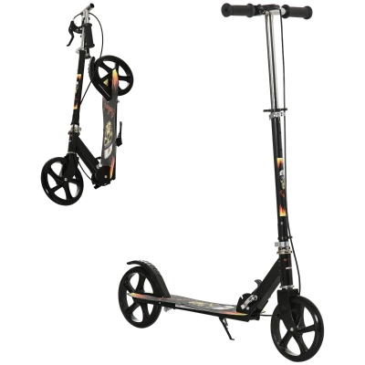 HOMCOM Kids Kick Scooter Adjustable Height Big Wheels Black