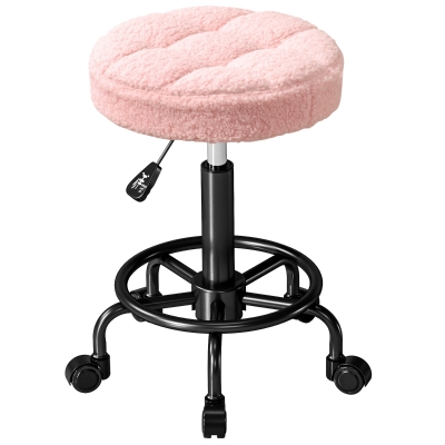 HOMCOM Tabouret Pivotant Réglable 55-66cm Rose