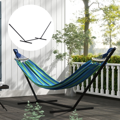 Outsunny Soporte para Hamaca de Metal Estructura para Hamaca Carga 120 kg para Jardín Terraza Patio 360x92x112 cm Negro