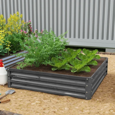Outsunny Fioriera 120cm x 120cm x 30cm Grigio Chiaro