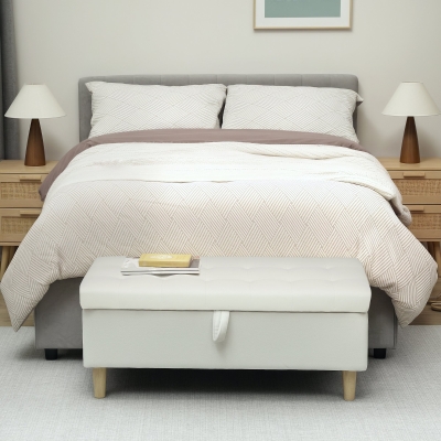 HOMCOM Poggiapiedi 115cm x 50cm x 43cm Bianco crema
