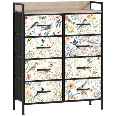 HOMCOM 8-Drawer Chest Multicoloured