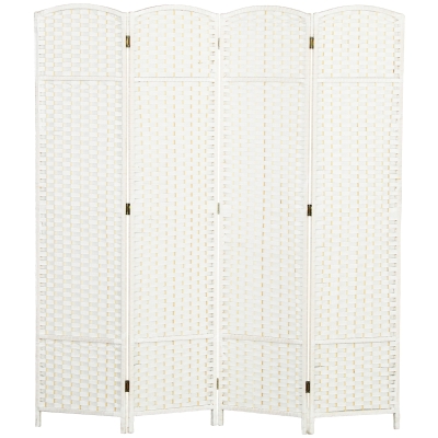 HOMCOM 4-delige Roomdivider, Opvouwbaar Privacy Scherm, Privacywand voor Woonkamer, Slaapkamer, Thuiswerkplek, Wit