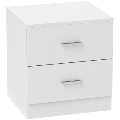 HOMCOM Mesa de Cabeceira Moderna Mesinha de Cabeceira com 2 Gavetas para Sala Quarto Capacidade 30 kg 45x39,5x49 cm Branco